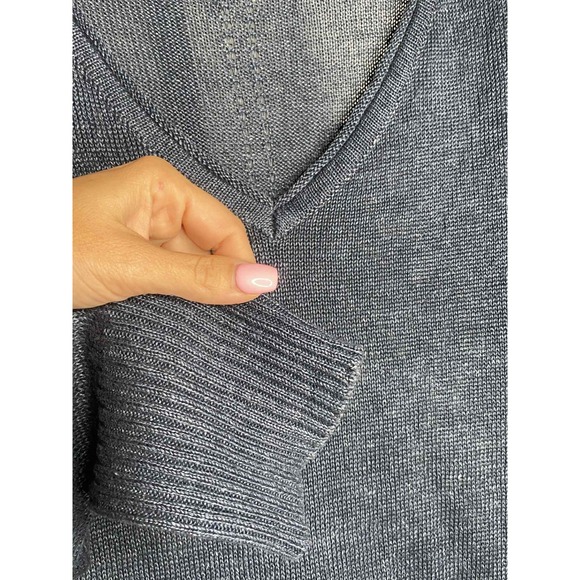 Brochu Walker Women's Blue v neck Sweater MSRP $498 Size Large 100% Linen luxury - Picture 5 of 9